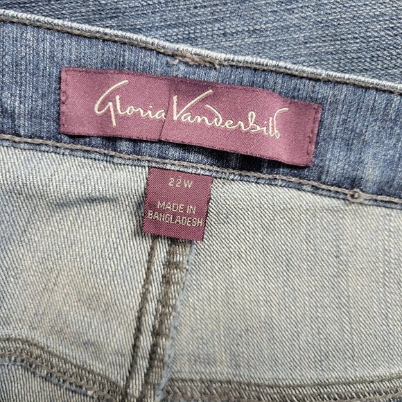 Gloria Vanderbilt Amanda Womens Jeans 22W Plus Medium Blue Denim Zip Fly SL32E - Picture 8 of 10